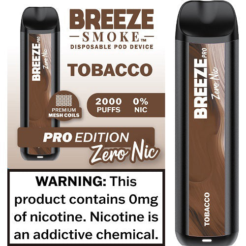 Breeze Pro Zero Nicotine Disposable Vape - 2,000 Puffs