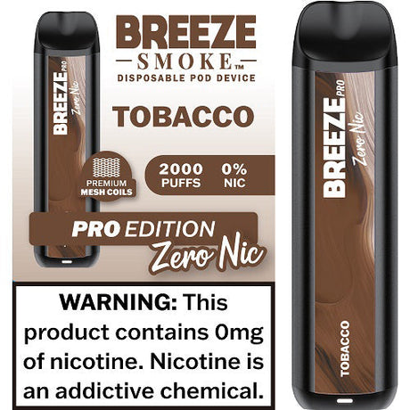 Breeze Pro Zero Nicotine Disposable Vape - 2,000 Puffs