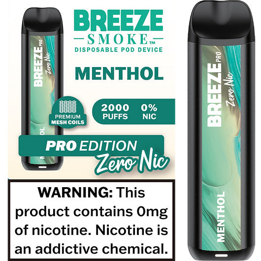 Breeze Pro Zero Nicotine Disposable Vape - 2,000 Puffs