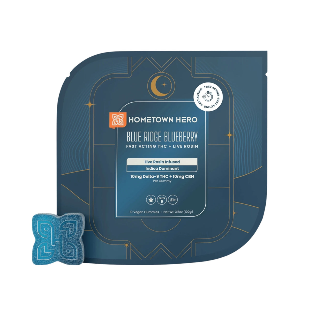 Hometown Hero Delta-9+CBN+CBG Live Rosin Gummies - 200mg