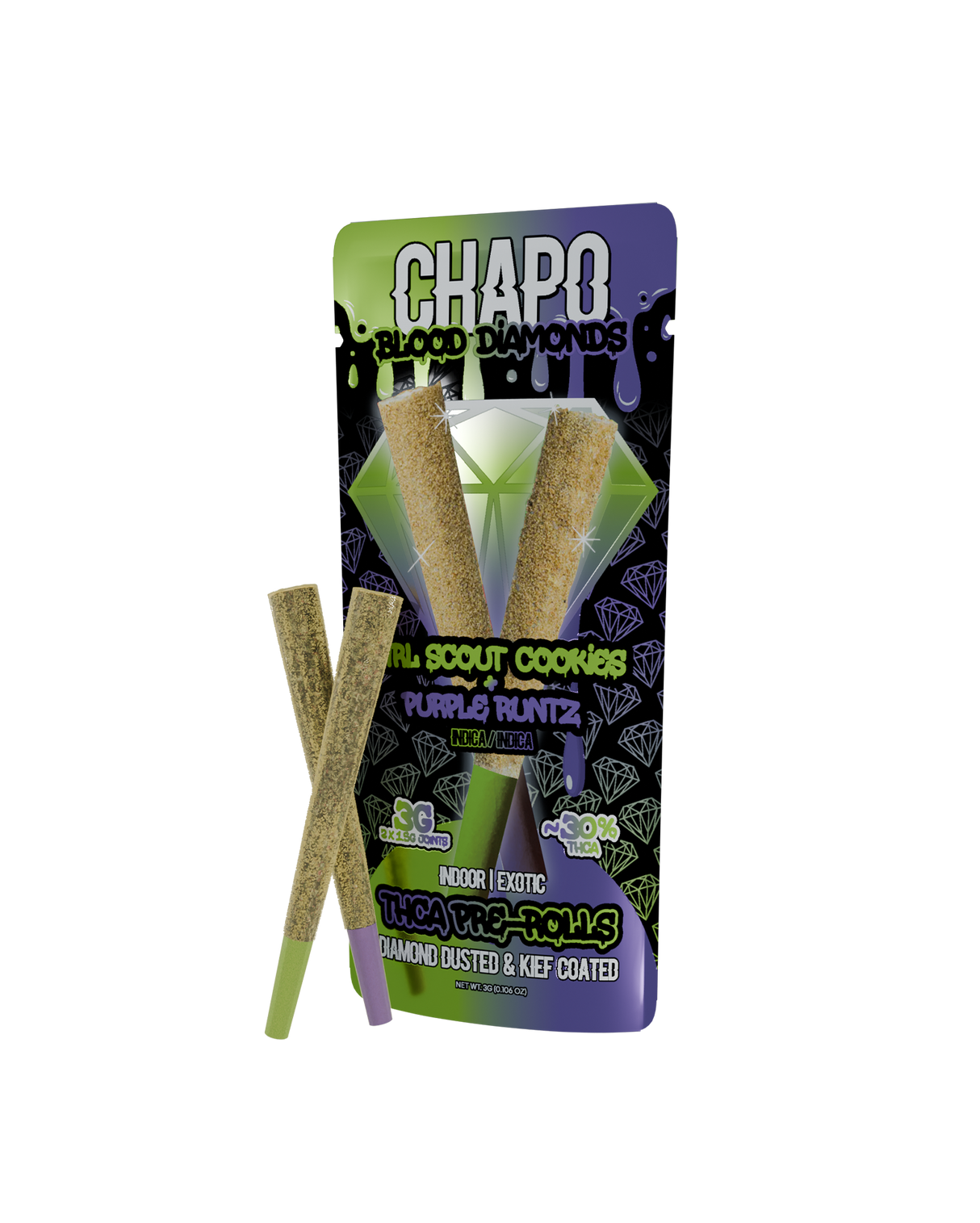 Chapo Blood Diamonds THCA Pre-Rolls - 3g