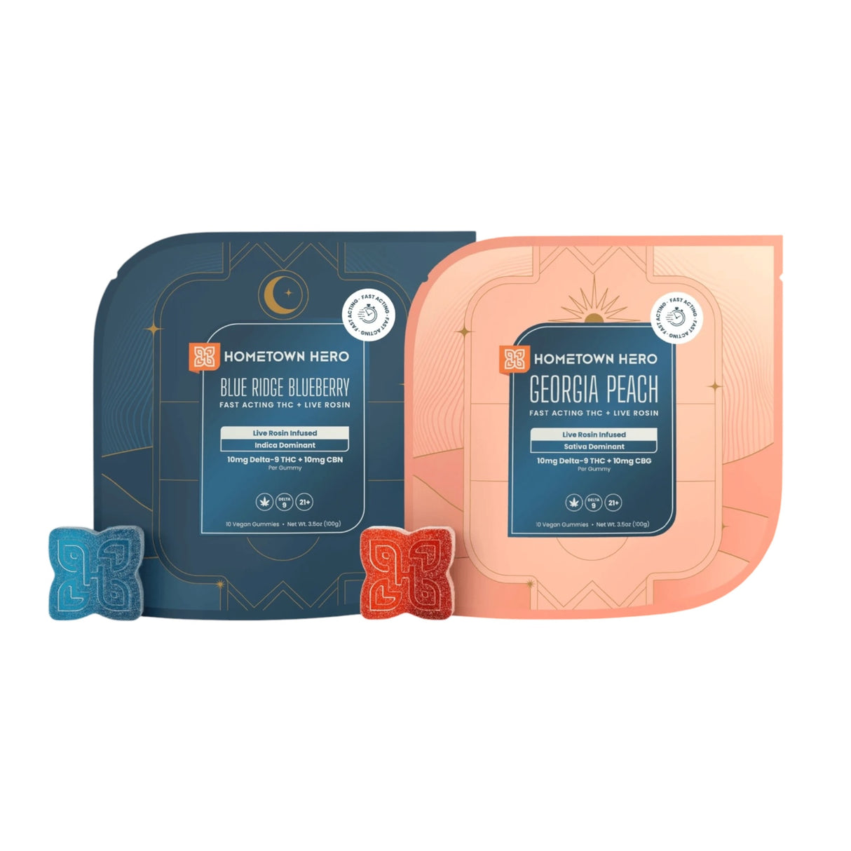 Hometown Hero Delta-9+CBN+CBG Live Rosin Gummies - 200mg