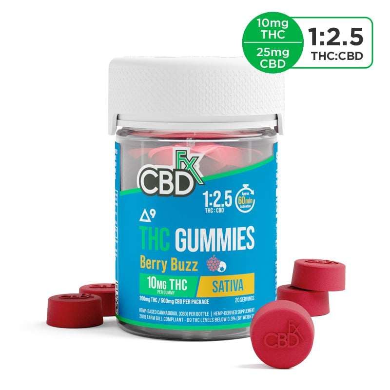 CBDfx Delta-9 THC Gummies+CBD Berry Buzz Sativa