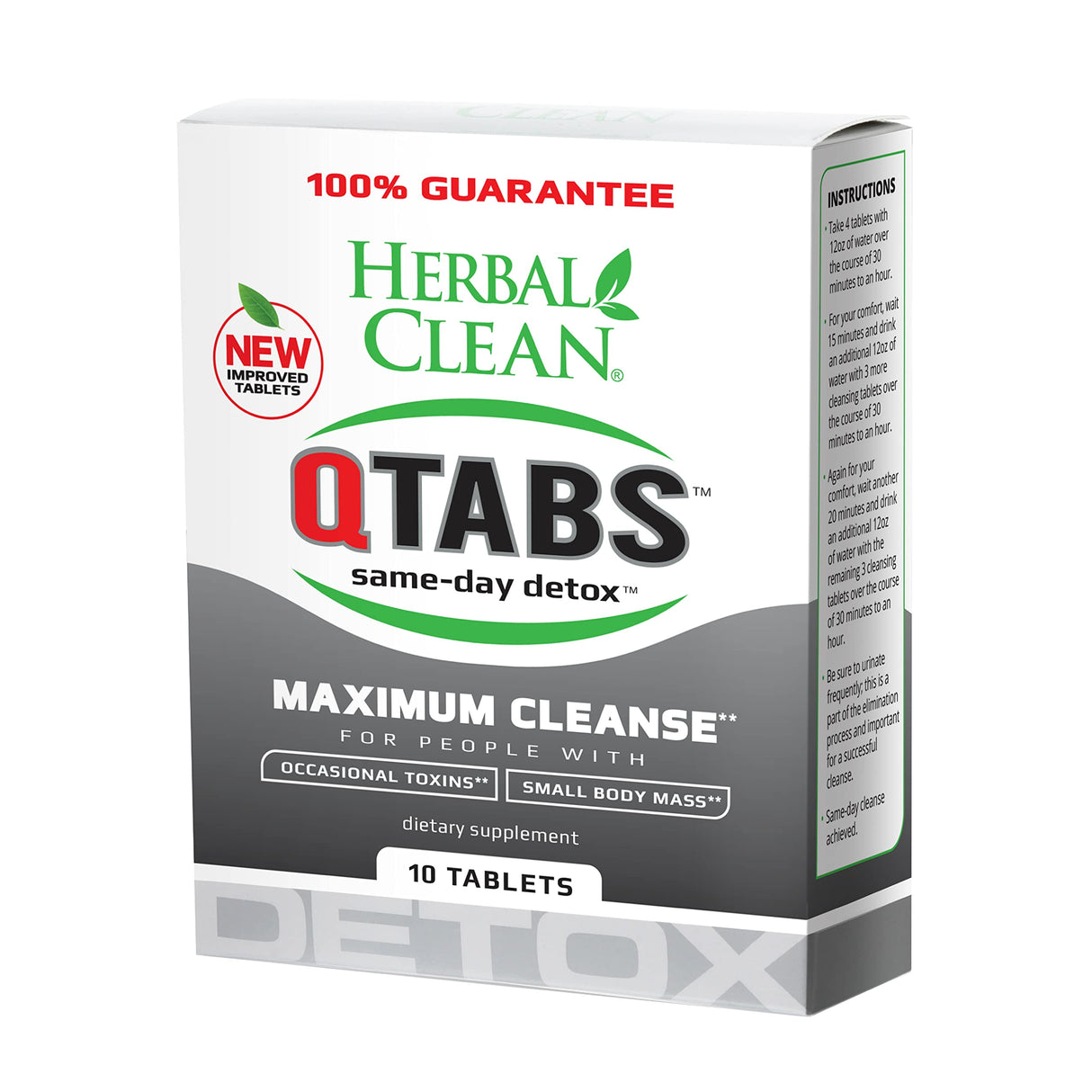 Herbal Clean QTABS Same Day Detox Maximum Cleanse 10 Tablets