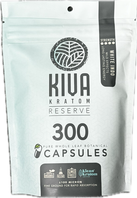 KIVA Kratom Reserve 300 Pure Whole Leaf Botanical Capsules