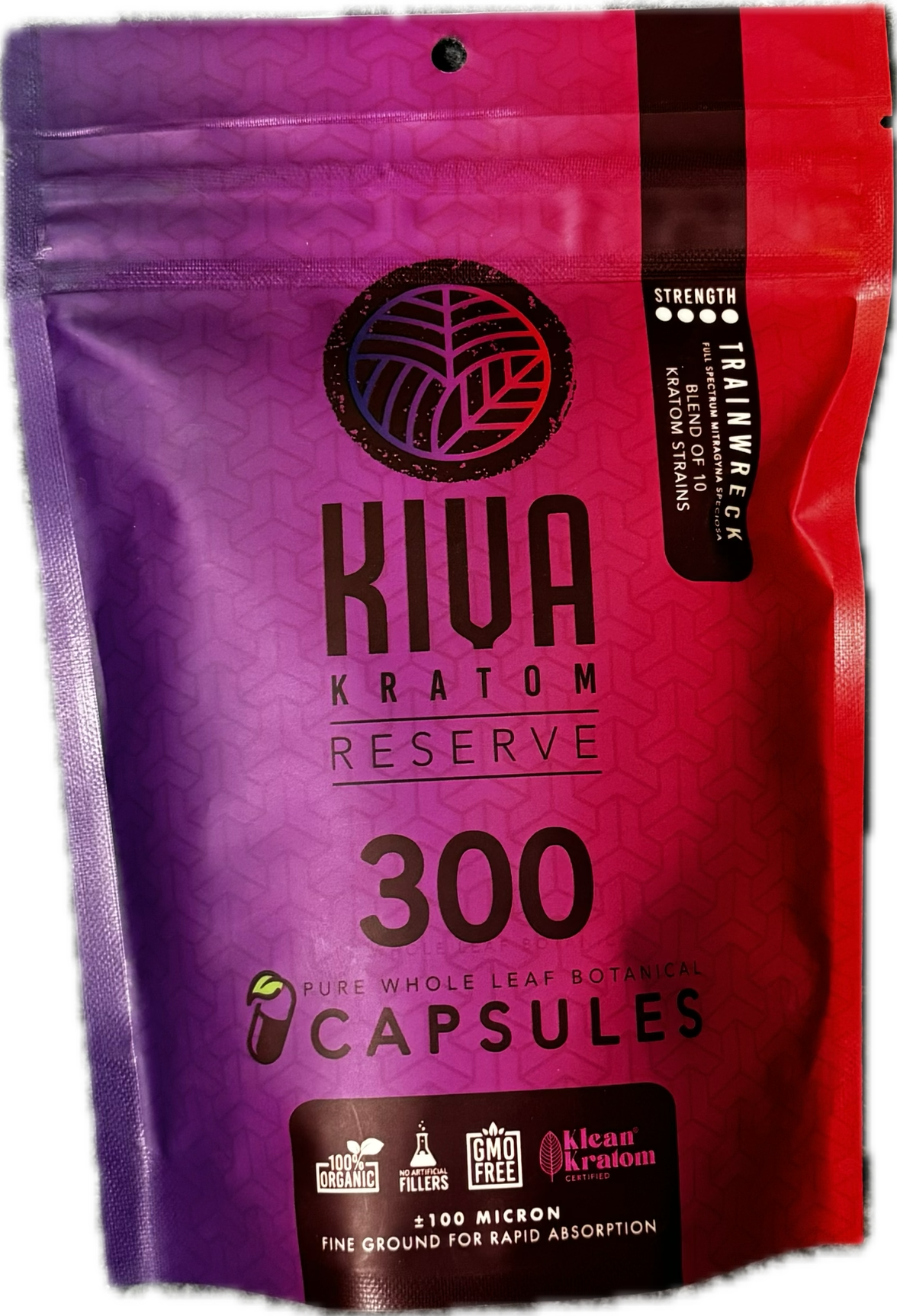 KIVA Kratom Reserve 300 Pure Whole Leaf Botanical Capsules