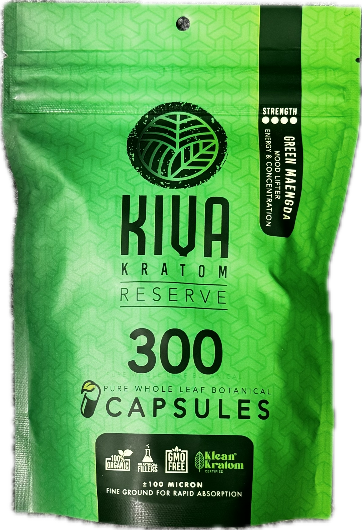 KIVA Kratom Reserve 300 Pure Whole Leaf Botanical Capsules