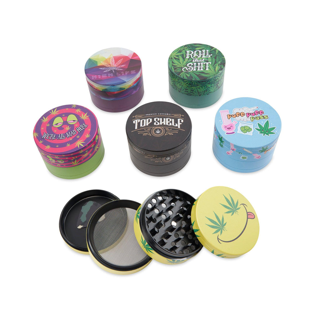 Wacky Grinderz 4-Piece Design Magnetic Lid Zinc Alloy