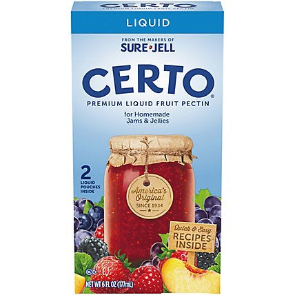 Certo Premium Liquid Fruit Pectin 2 Liquid Pouches Inside - 6 FL OZ