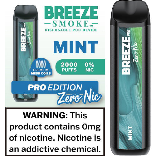 Breeze Pro Zero Nicotine Vape Disposable - 2k Puffs