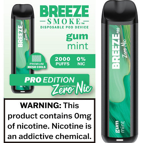 Breeze Pro Zero Nicotine Vape Disposable - 2k Puffs