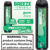 Breeze Pro Zero Nicotine Vape Disposable - 2k Puffs