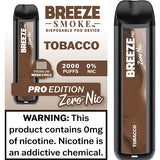 Breeze Pro Zero Nicotine Vape Disposable - 2k Puffs