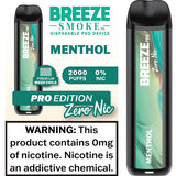 Breeze Pro Zero Nicotine Vape Disposable - 2k Puffs