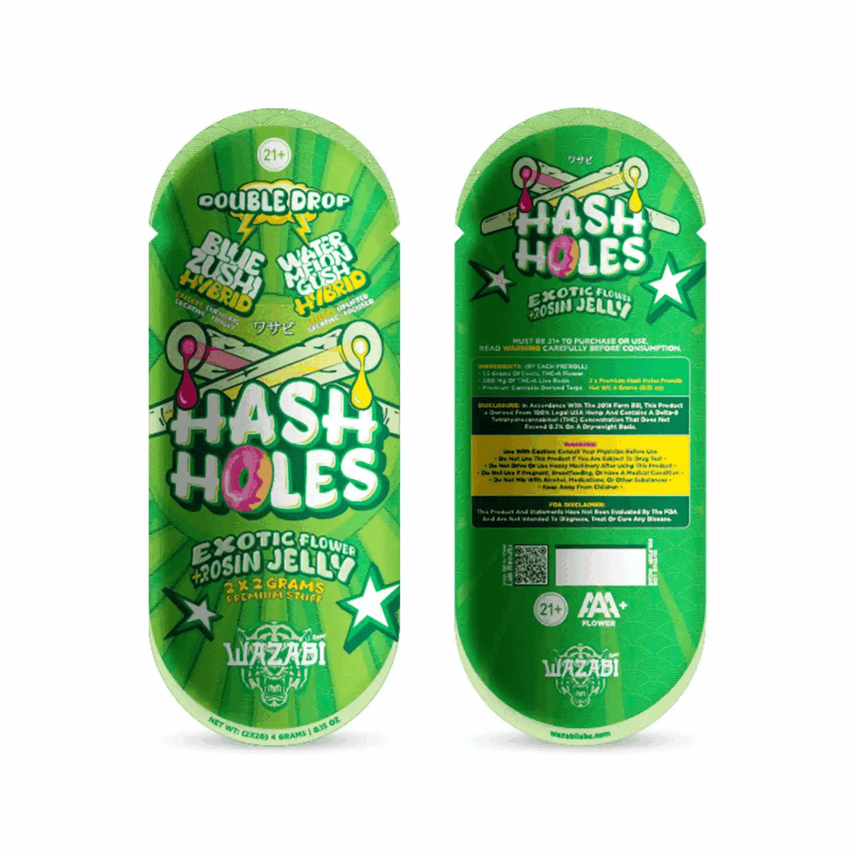 Wazabi Exotics Double Drop Hash Holes Pre-Rolls - 4g