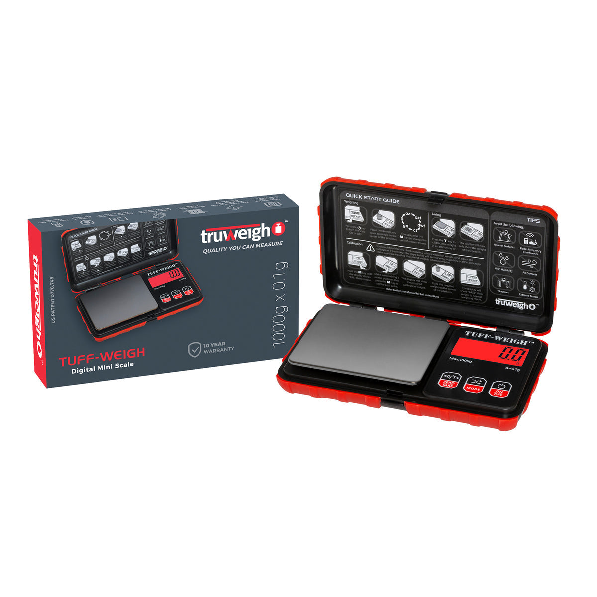 Truweigh Tuff-Weigh - Red - 1000g x 0.1g
